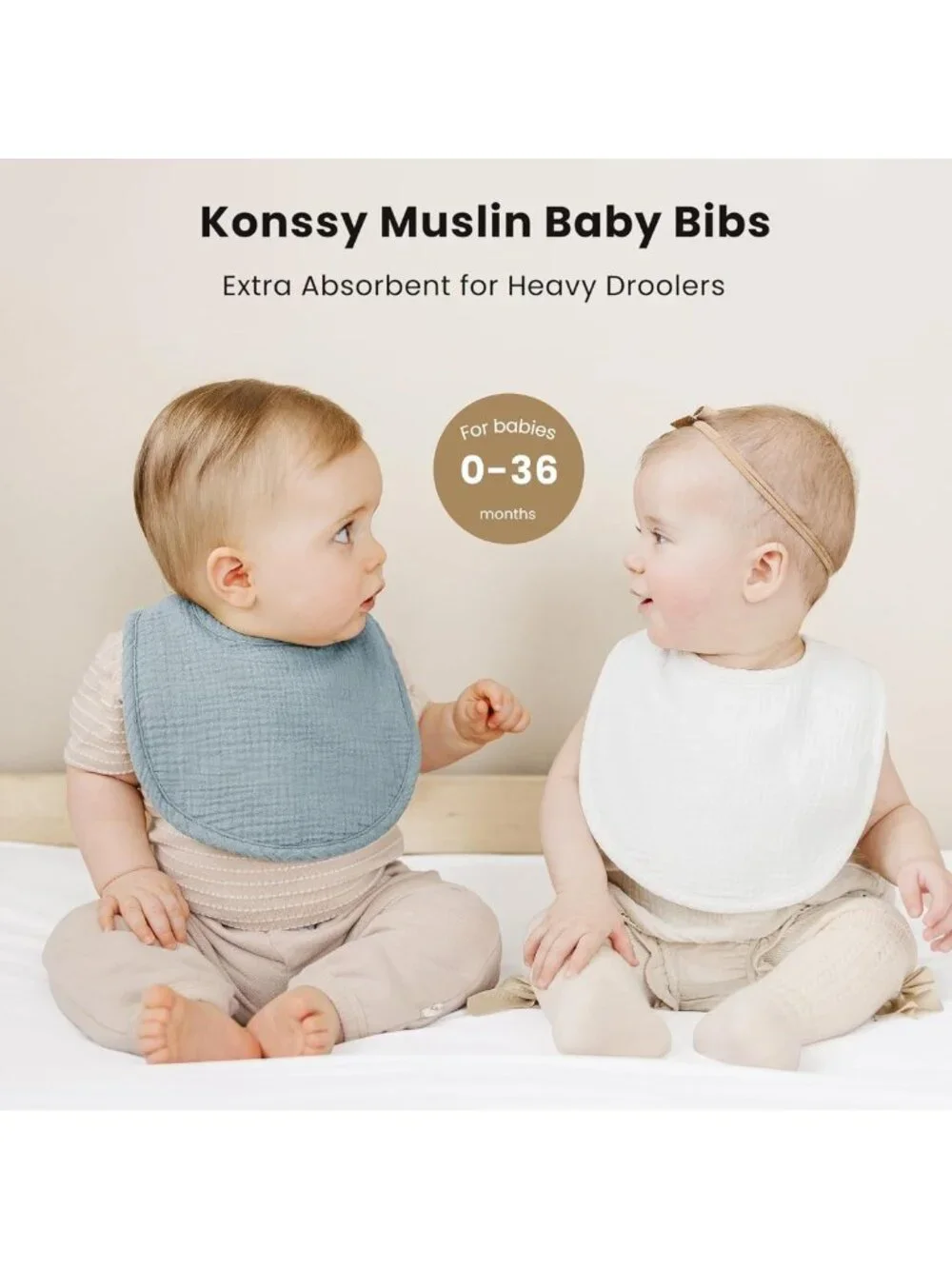 Soft Cotton Baby Bibs 8-Pack | Unisex Bandana Drool Bibs for Teething & Drooling